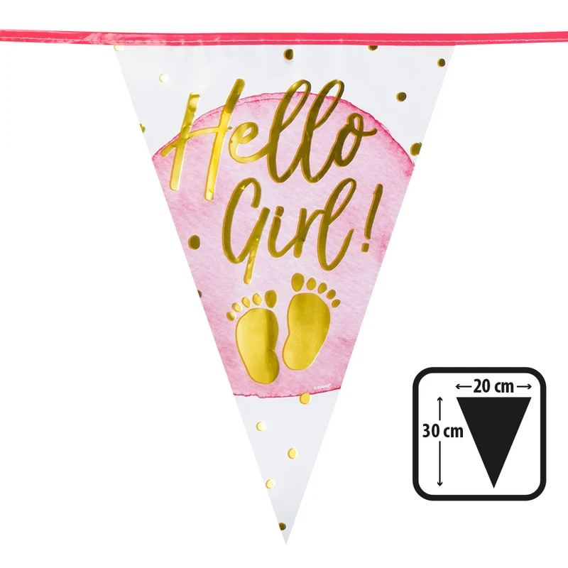 Folievlaggenlijn 'Hello Girl!' (30 x 20 cm)(6 m)