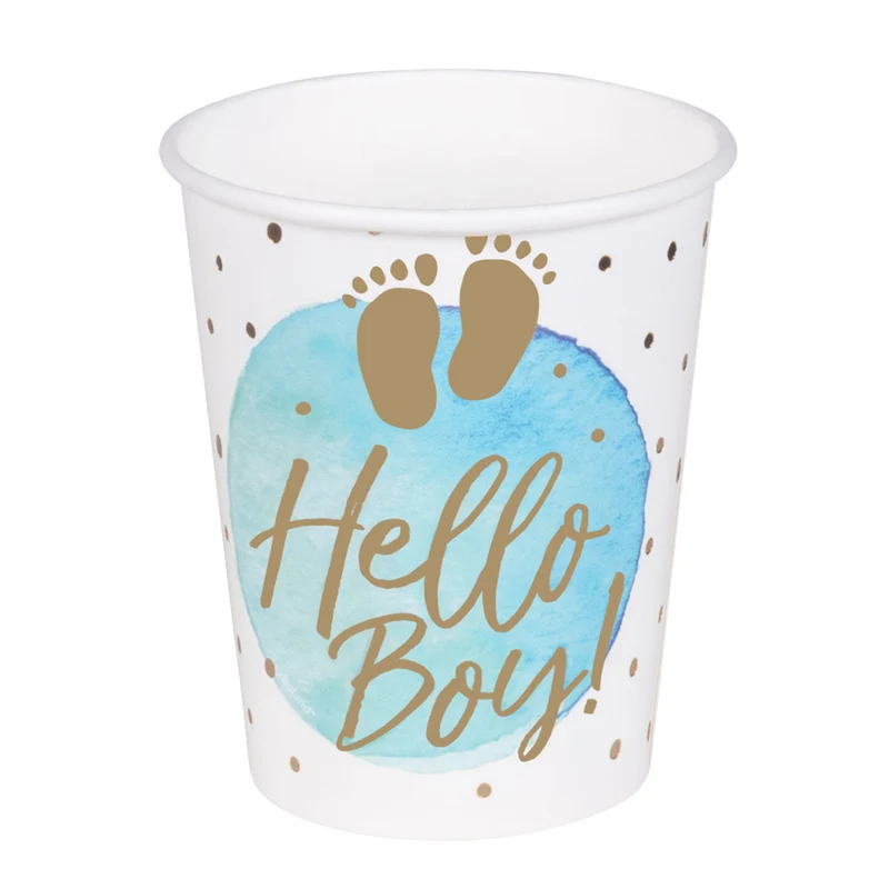 Set 10 papieren bekertjes 'Hello Boy!' (25 cl)