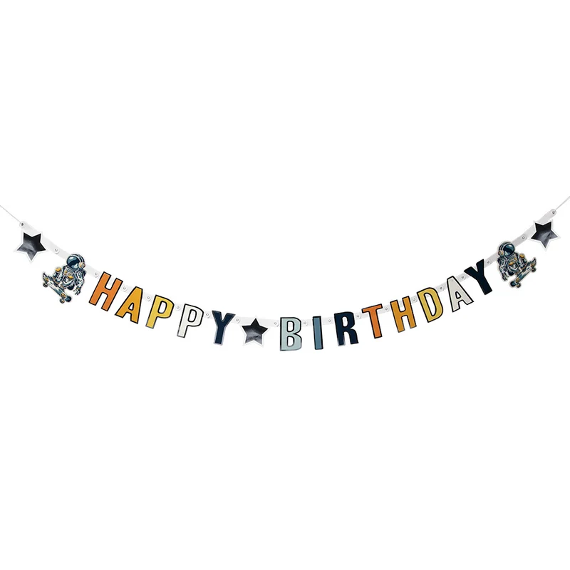 Kartonnen letterslinger Space 'Happy Birthday' (250 cm)