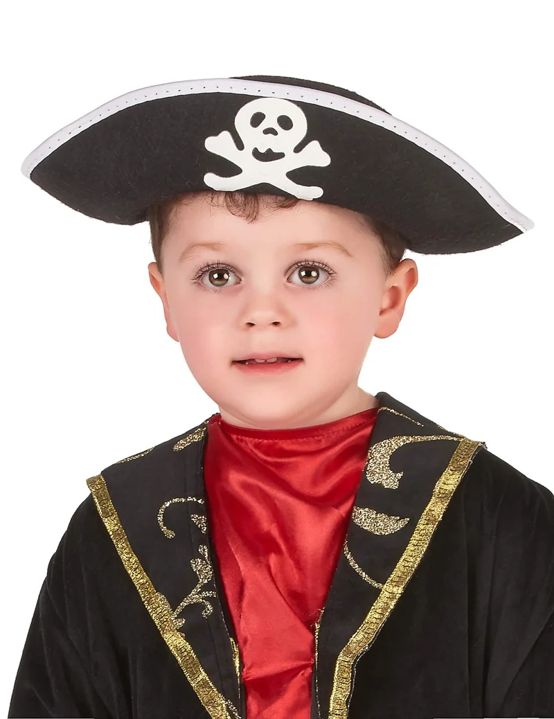 Kinder-Piratenhut für Fasching schwarz-weiss