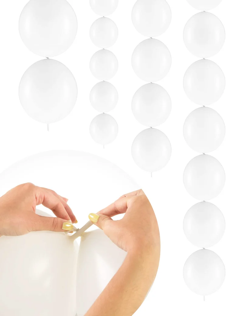 20 weiße aufblasbare Luftballons zum Verbinden 28 cm