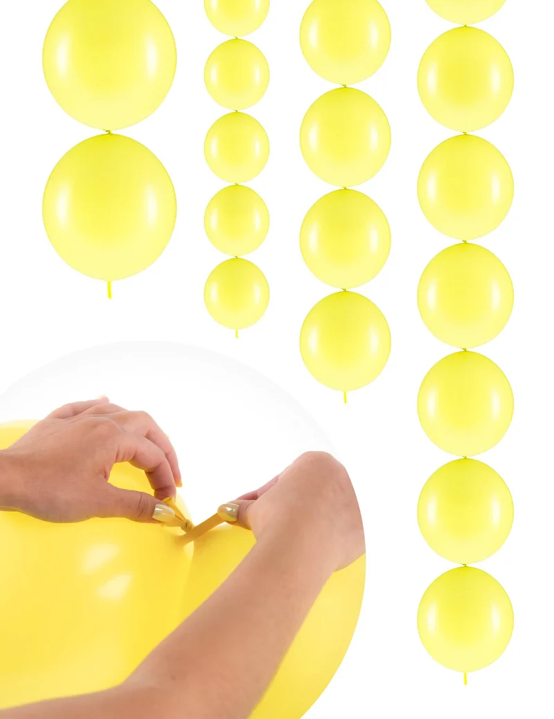 20 pastellgelbe aufblasbare Luftballons zum Verbinden 28 cm