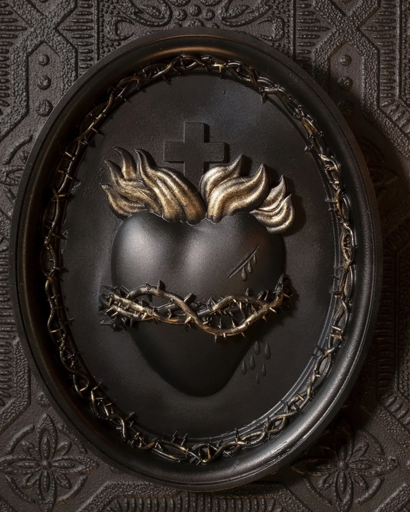 Heiliges Herz Gothic Wandbild mit Dornenkranz 20cm