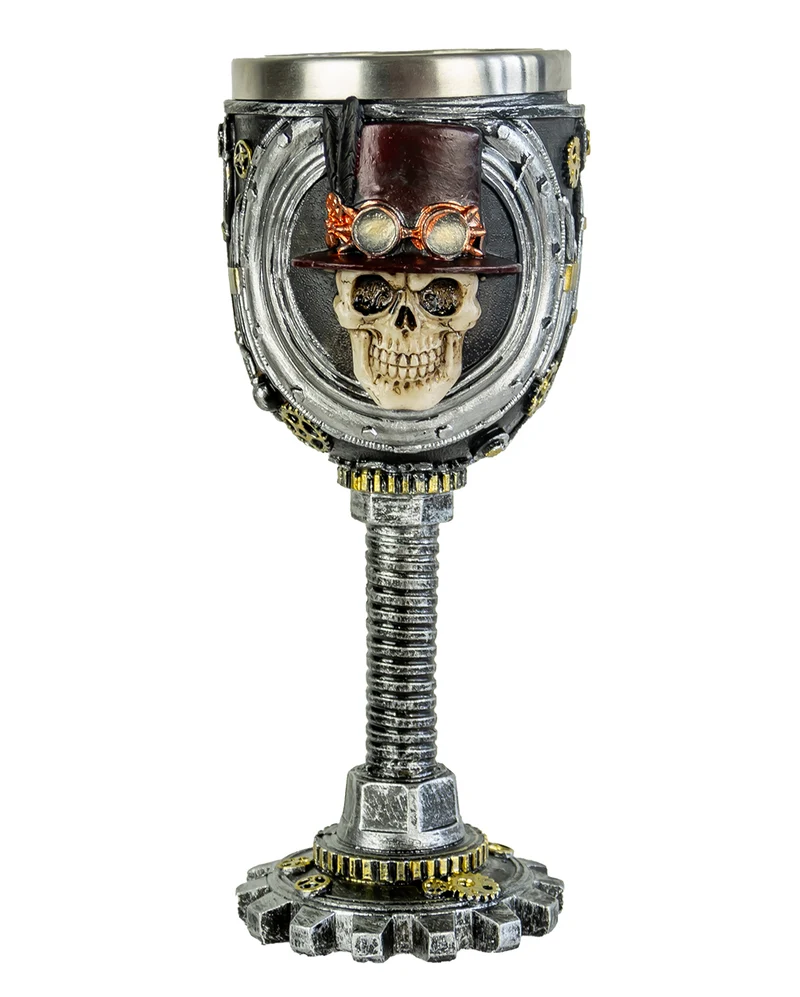 Totenschädel Steampunk Kelch 19cm
