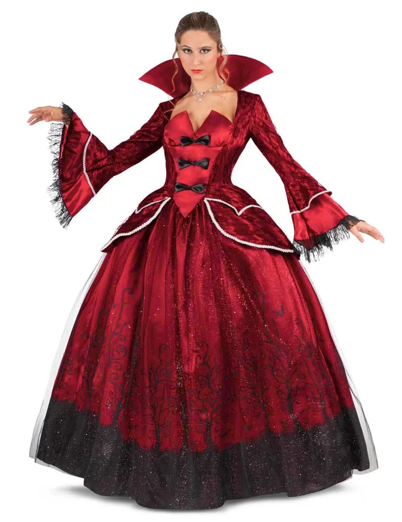 Luxuriöses Vampirkönigin Kostüm für Damen rot