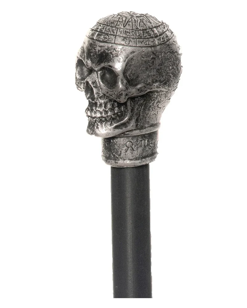 Gehstock mit silbernem Antik Totenkopf