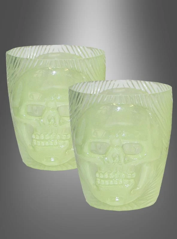 2 Stück Totenkopf Trinkbecher Glow in the Dark
