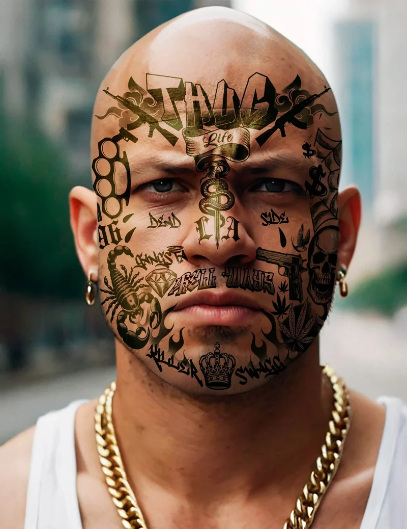 Gesichtstätowierungen Thug Life