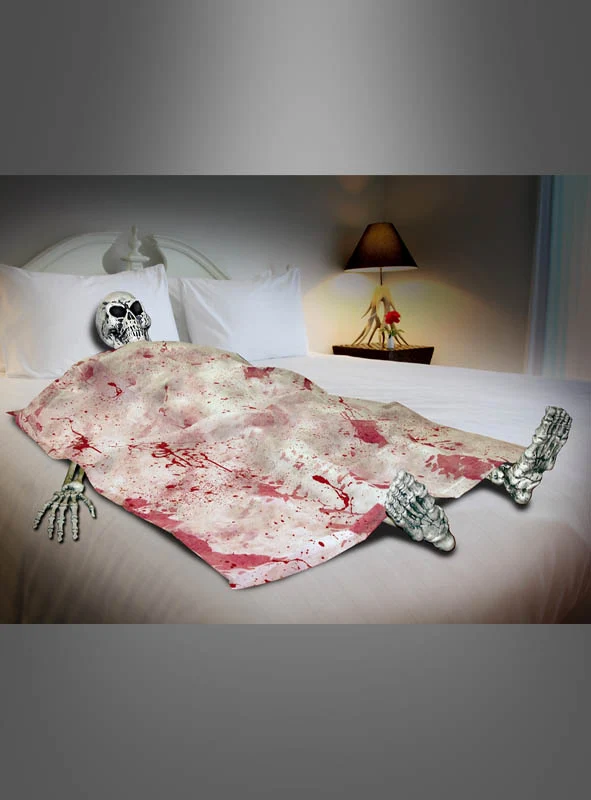 Skelett im Bett Halloweendeko