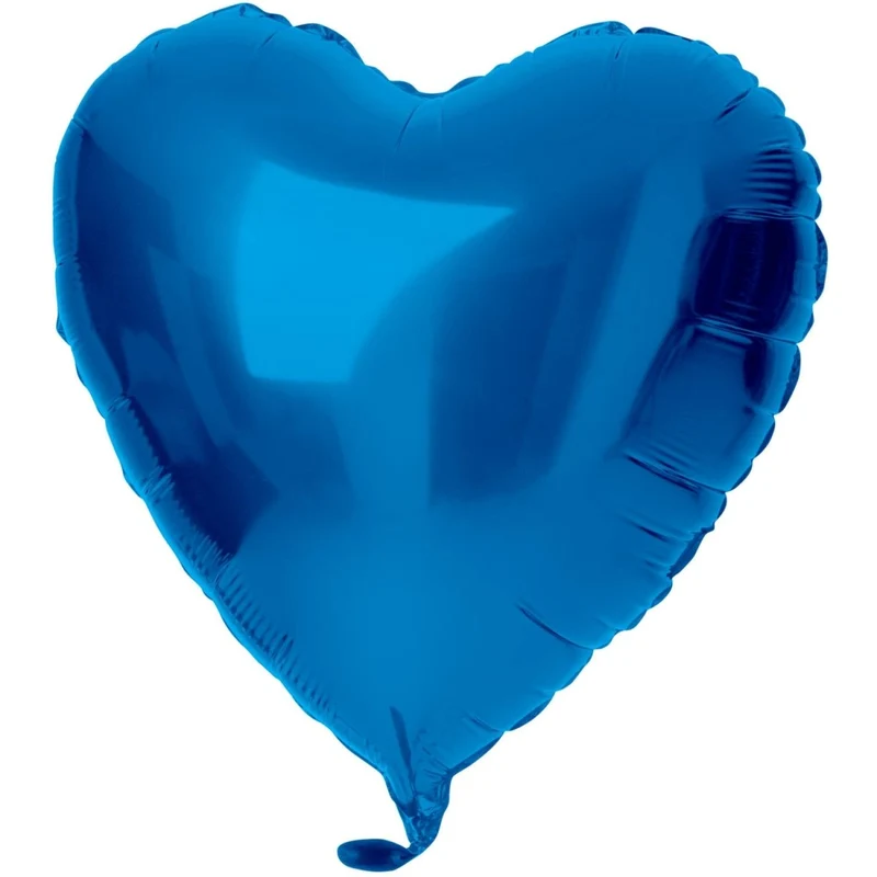 Herz-Heliumballon, blau, glänzend, leer, 45 cm