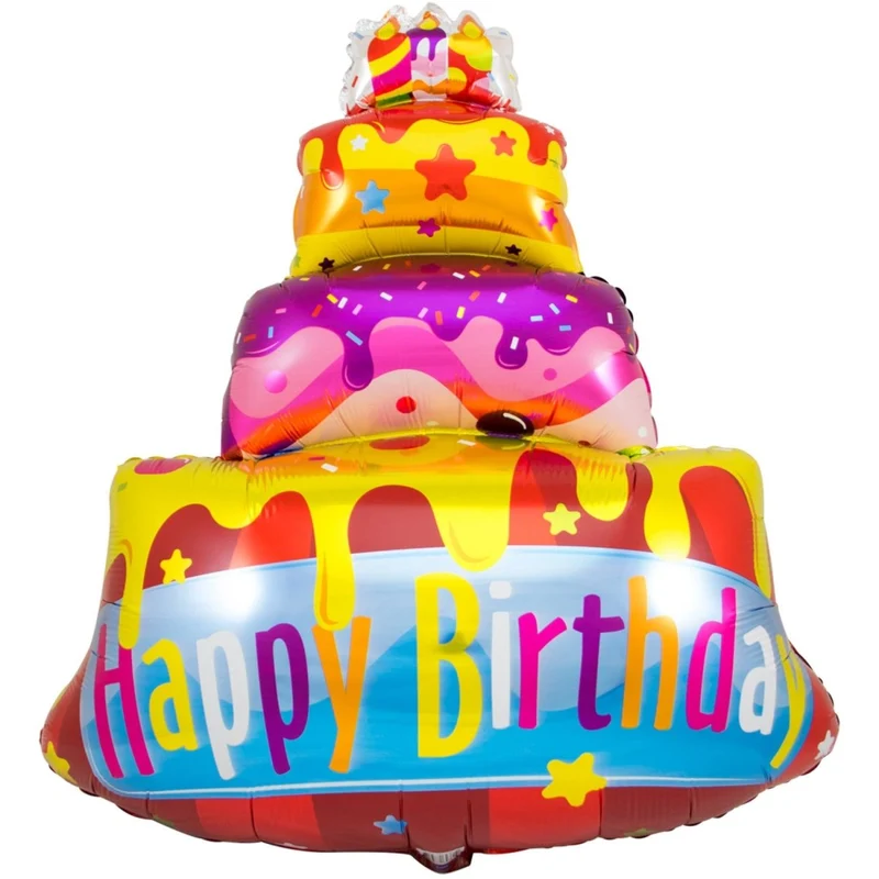 „Happy Birthday“-Heliumballon, bunt, Kuchenmotiv, leer, 73 cm