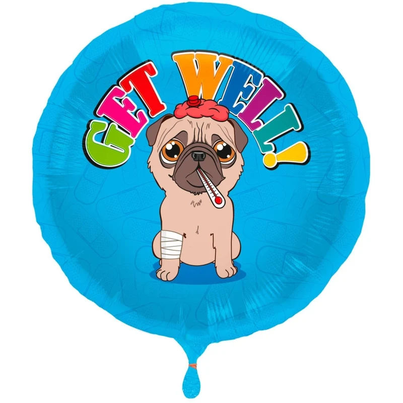 Bunter Heliumballon „Get Well!“ – leer, 45 cm