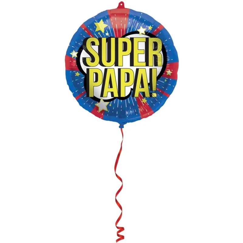 Bunter Heliumballon „Super Papa!“ (leer) 45 cm