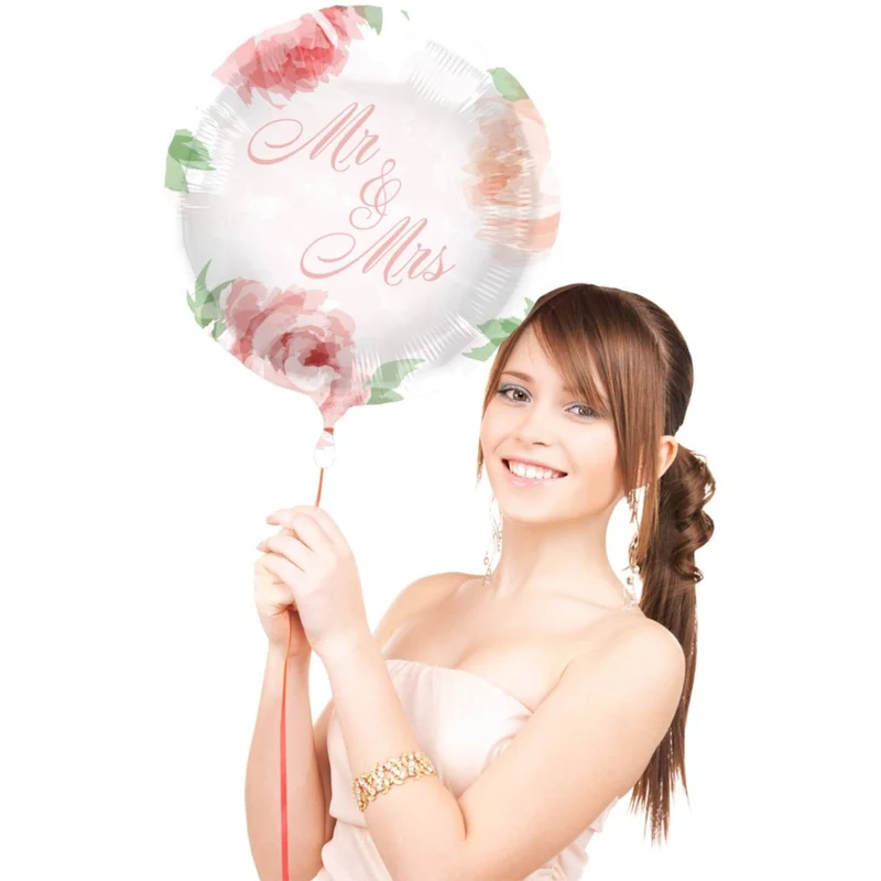 Herr und Frau Helium-Ballon, weiß-rosa, leer, 45 cm