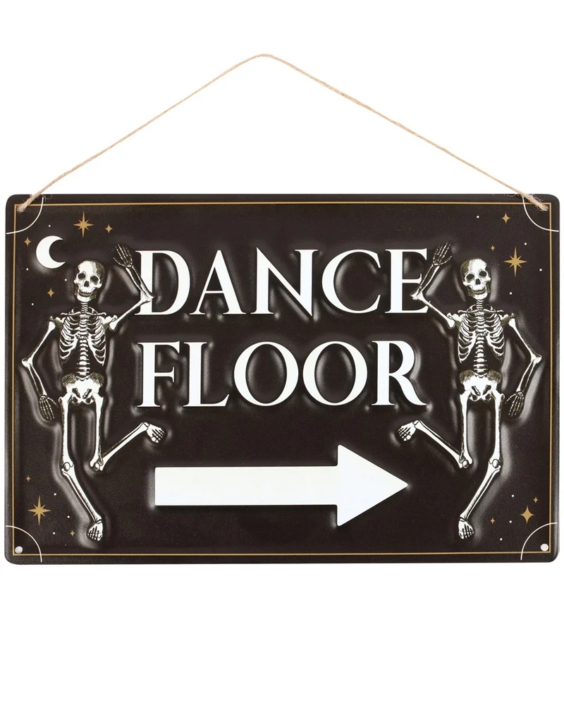 "Dance Floor" Metallschild mit tanzenden Gerippen 30x20cm