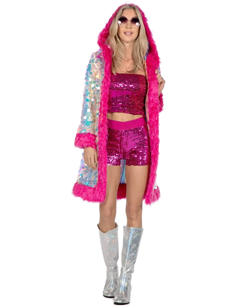 Luxus Damen-Longjacke mit holografischen Pailletten