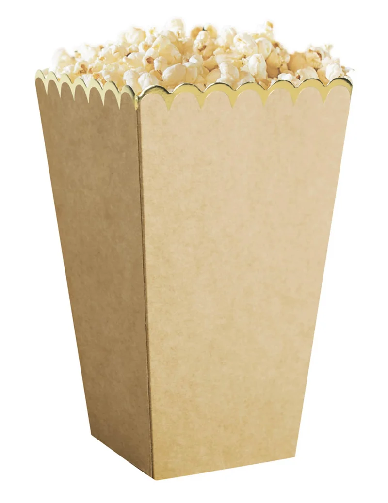 8 Popcorn-Schachteln aus Kraftpapier in Gold, 12,5 x 7 cm