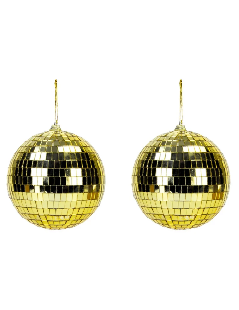 2 goldene Discokugeln 10 cm