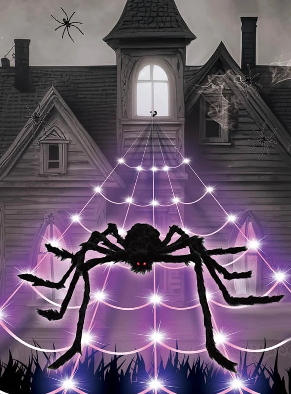 LED Spinnennetz 5 Meter mit Spinne