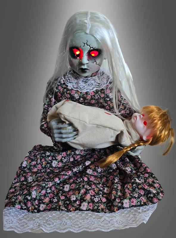 Zombie Mädchen mit weinender Puppe animiert