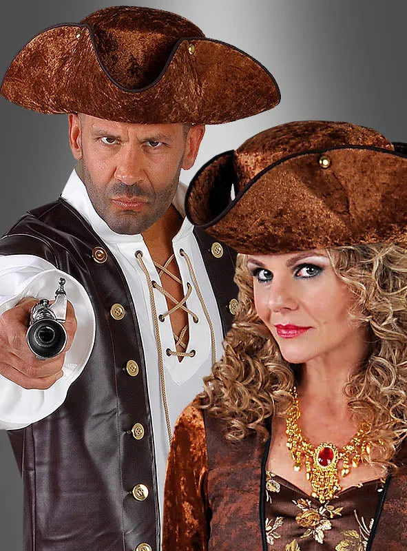 Piratenhut Dreispitz braun