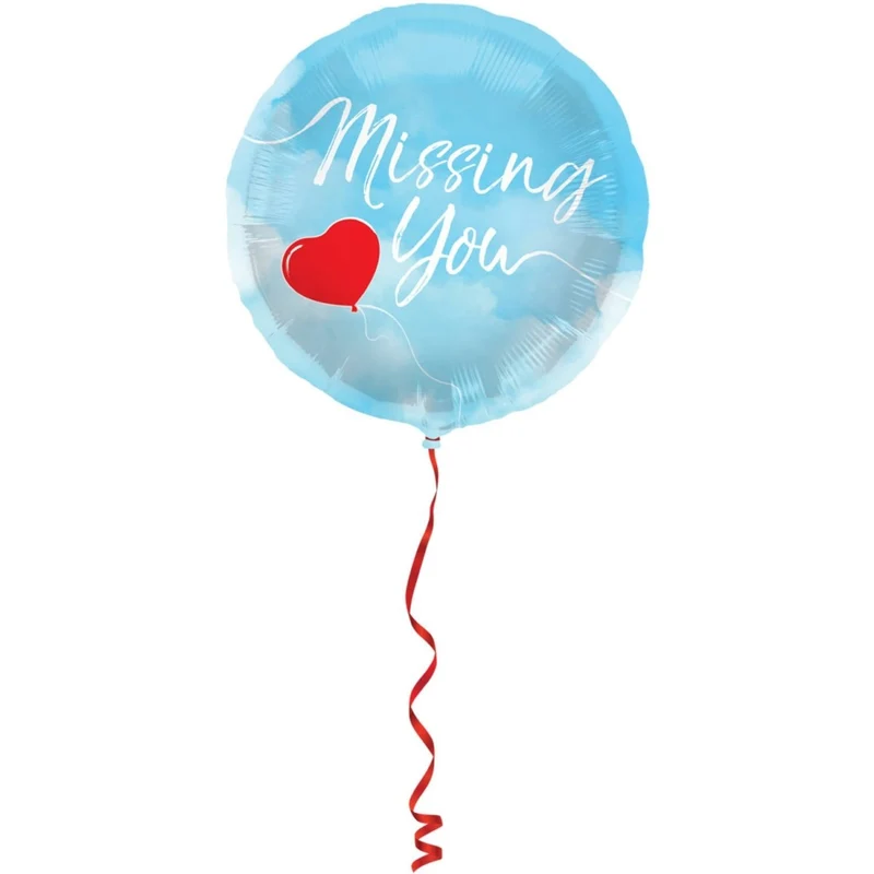 „Missing You“-Folienballon, blau-weiß, leer, 45 cm