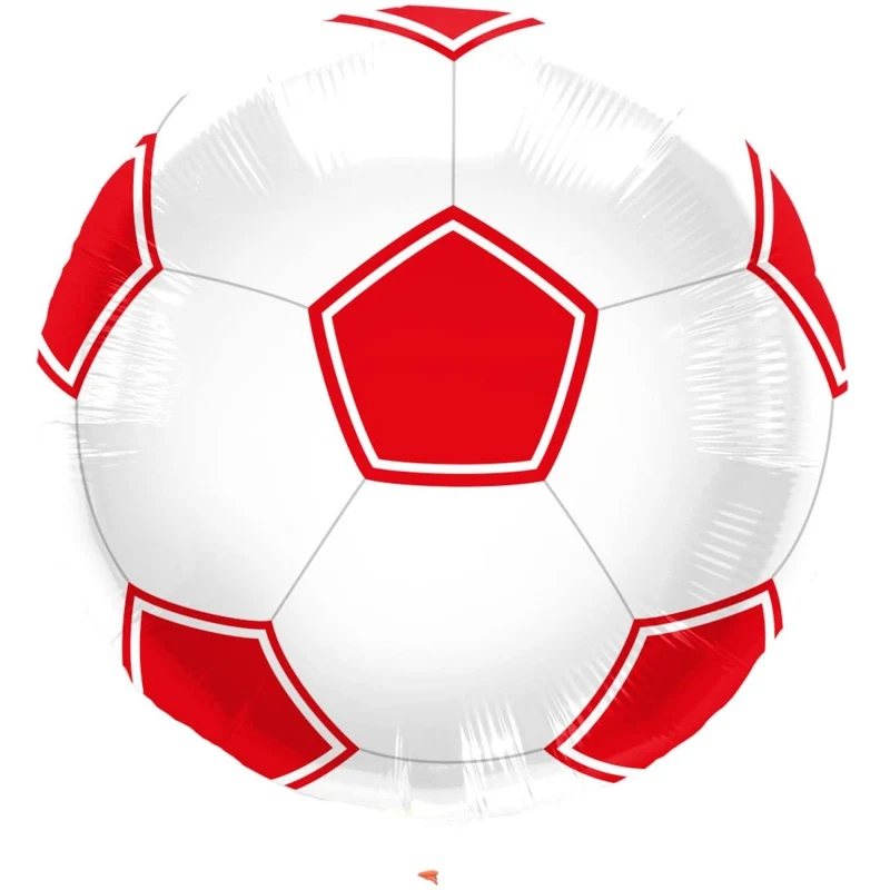 Fußball-Heliumballon, weiß-rot, leer, 43 cm