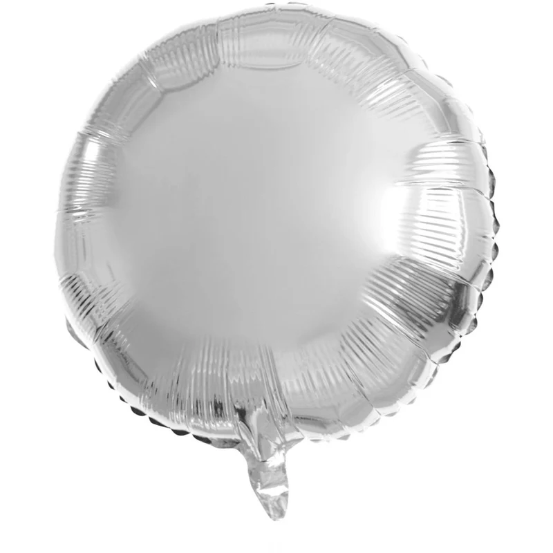Silberner Heliumballon, glänzend, rund, leer, 45 cm