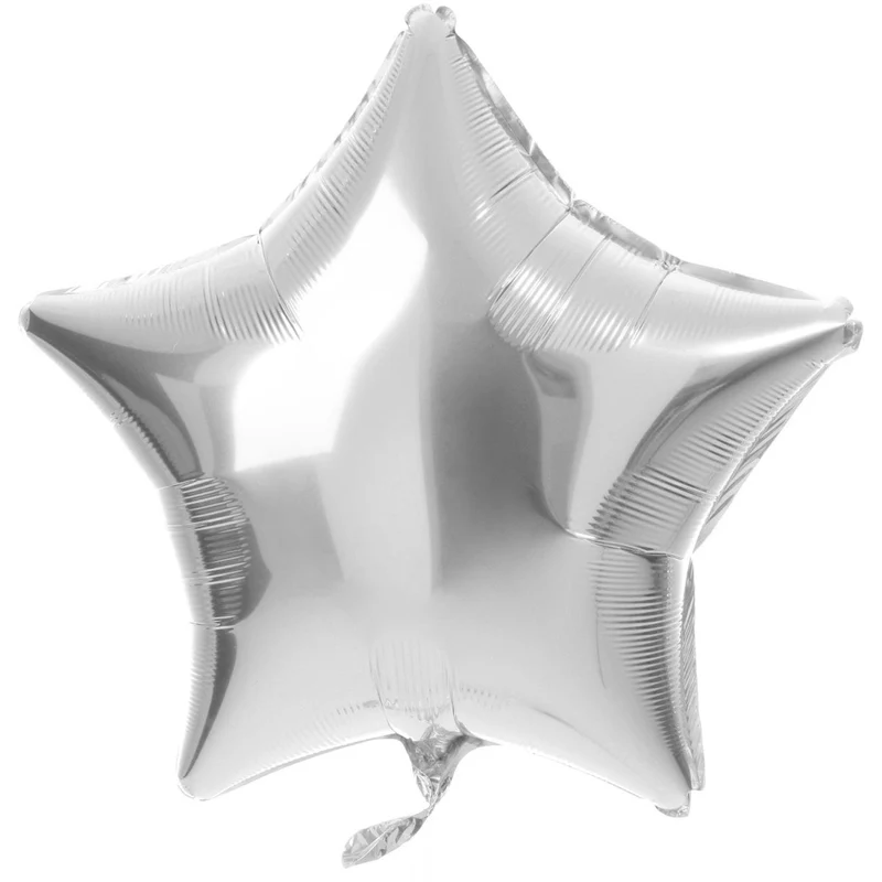 Stern-Heliumballon, silber glänzend, leer, 45 cm