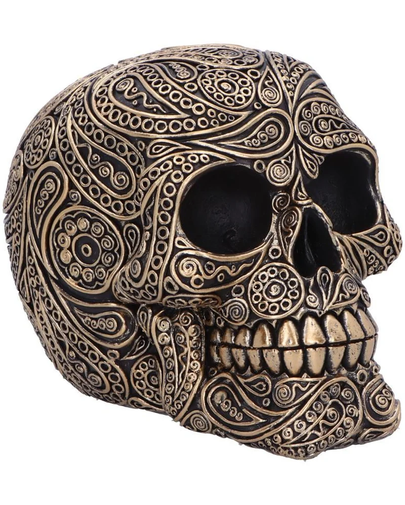 Black & Gold Paisley Totenschädel 15cm