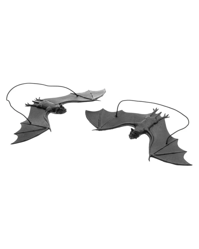 Schwarze Fledermäuse aus Vinyl 23cm 2er-Set