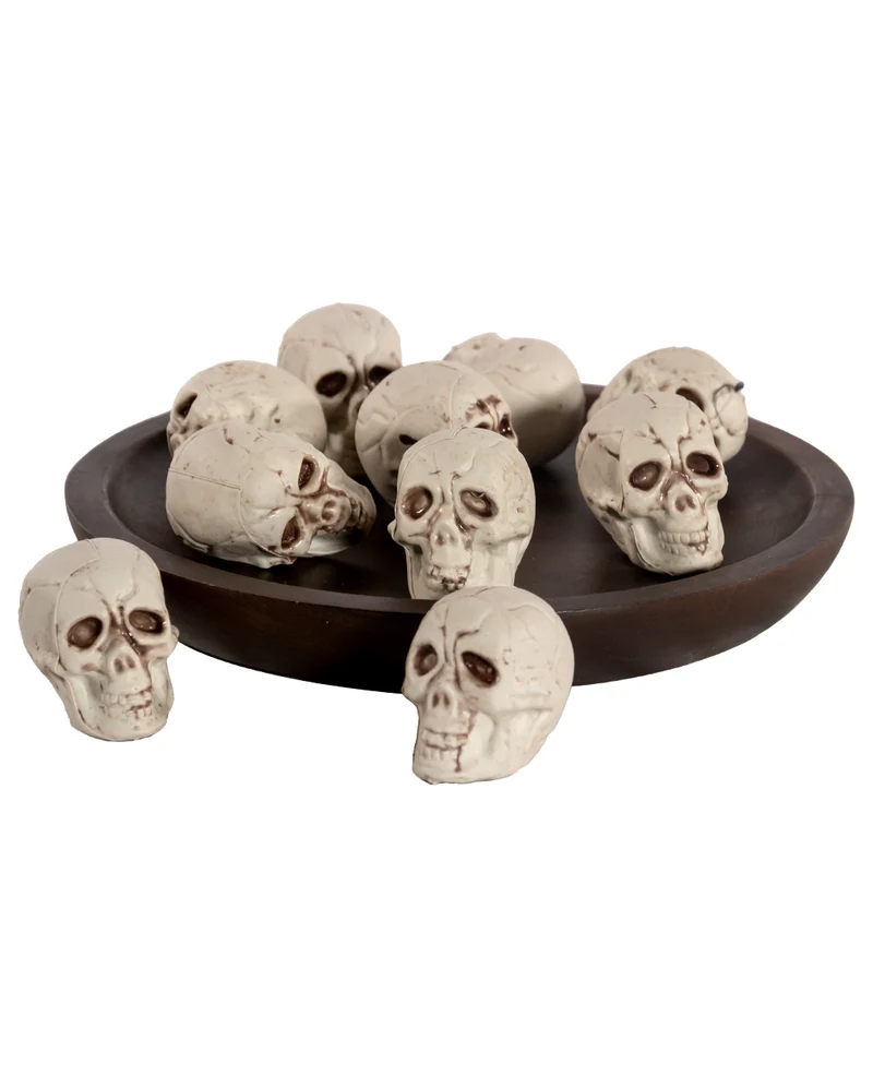 Beige Totenschädel als Deko 4x4cm - 10er-Set