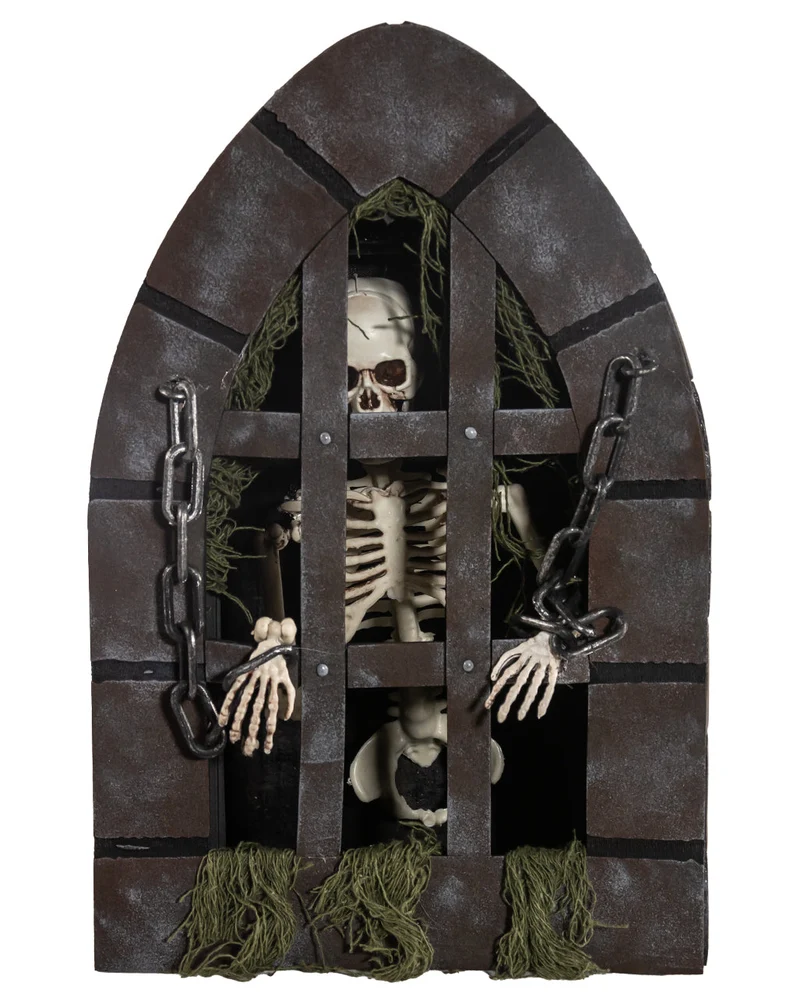 Gefängnis mit Skelett Animatronic 31cm