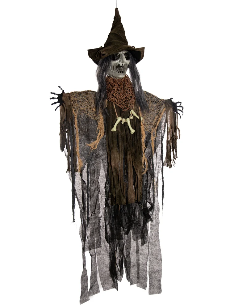 Voodoo Hexe mit schlitzenden Armen, Licht & Ton 110cm