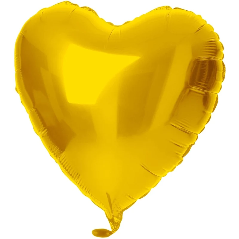 Herz-Heliumballon, Gold, glänzend, leer, 45 cm