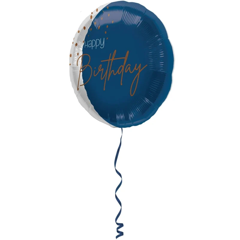 „Happy Birthday“-Heliumballon, dunkelblau, elegant, True Blue, leer, 45 cm