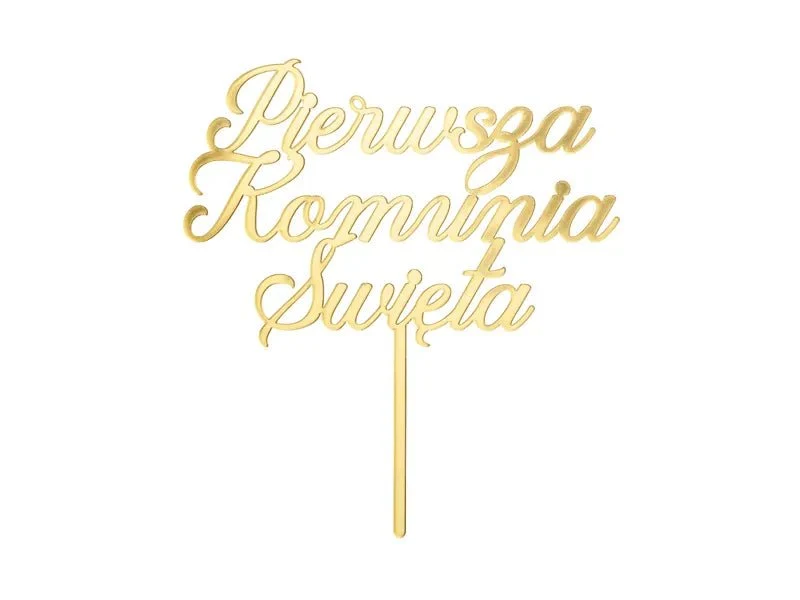 Goldener Tortenverzierer „Pierwsza Komunia Święta“ 16,5 cm