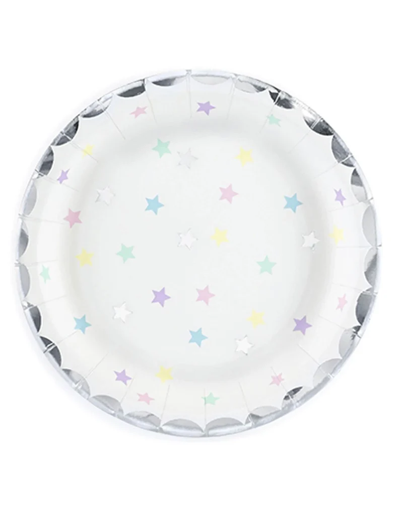6 kleine Stern-Teller 18 cm aus Pastellkarton