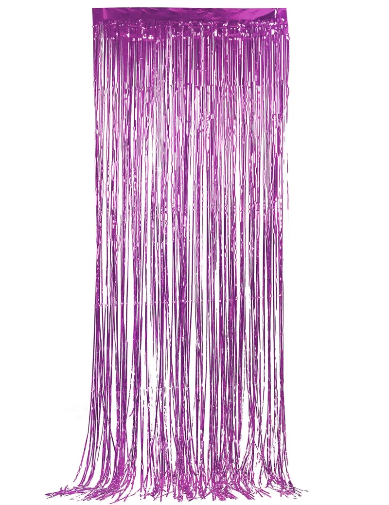 Fuchsia schimmernder Fransenvorhang 1 x 2,5 m für Partydekoration