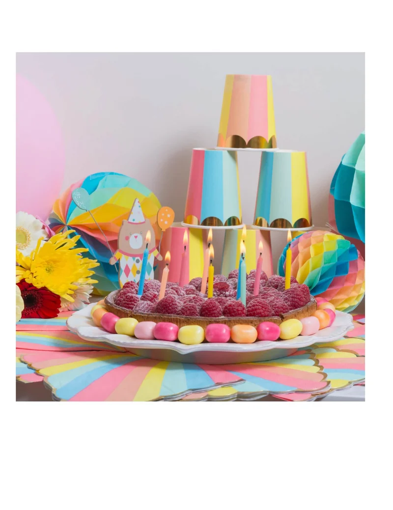 10 bunte Kerzen mit Haltern, 6 cm, für Kuchen