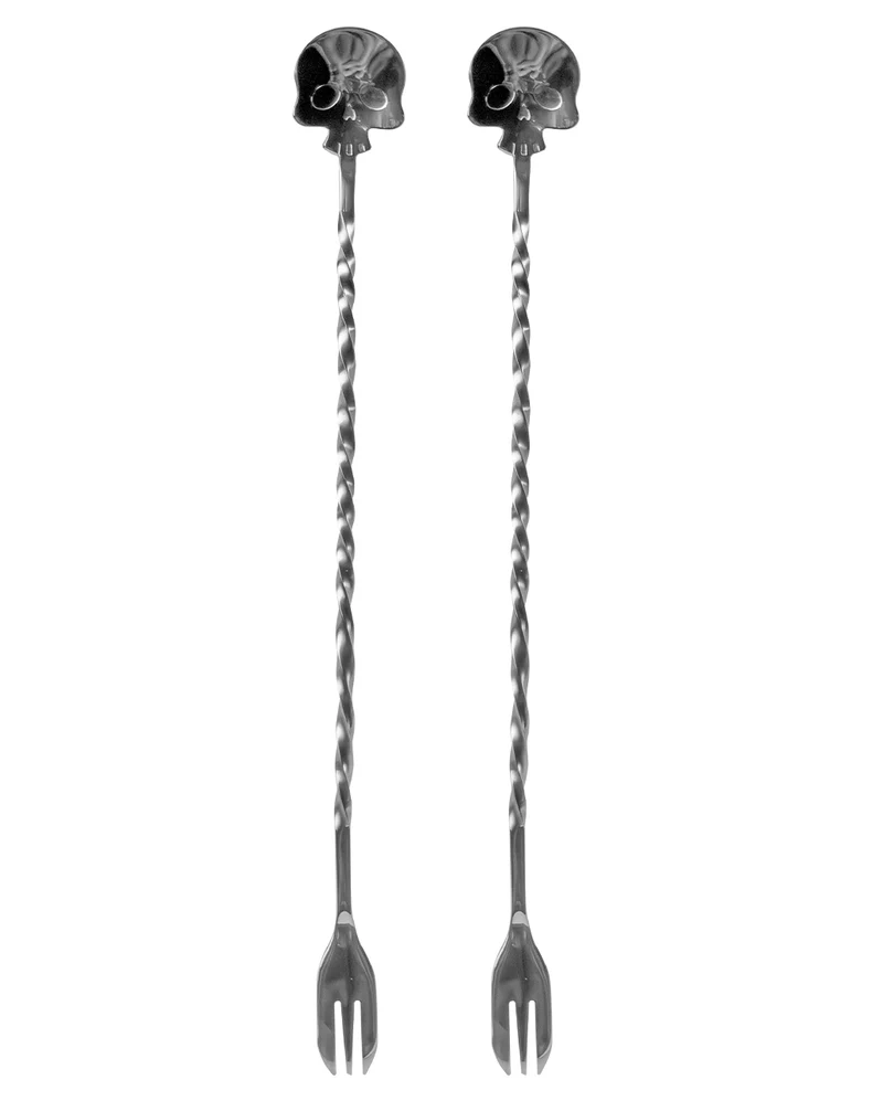 Totenkopf Cocktail Löffel & Gabel