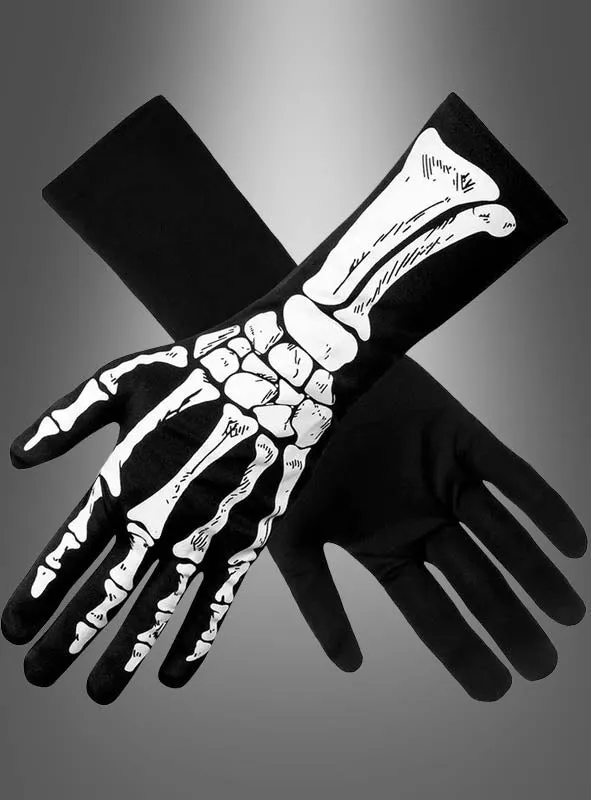 Schwarze Skeletthandschuhe für Erwachsene S-M