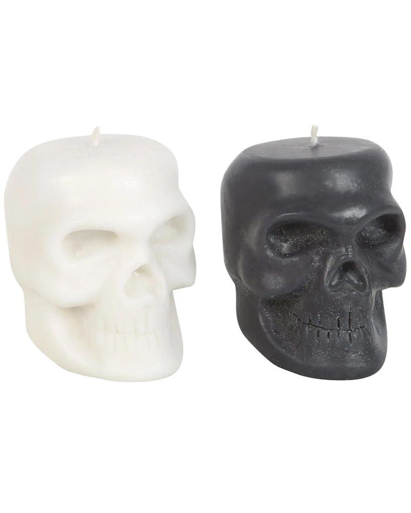 Schwarz-Weiße Totenkopf Kerzen mit Duft Sortiert