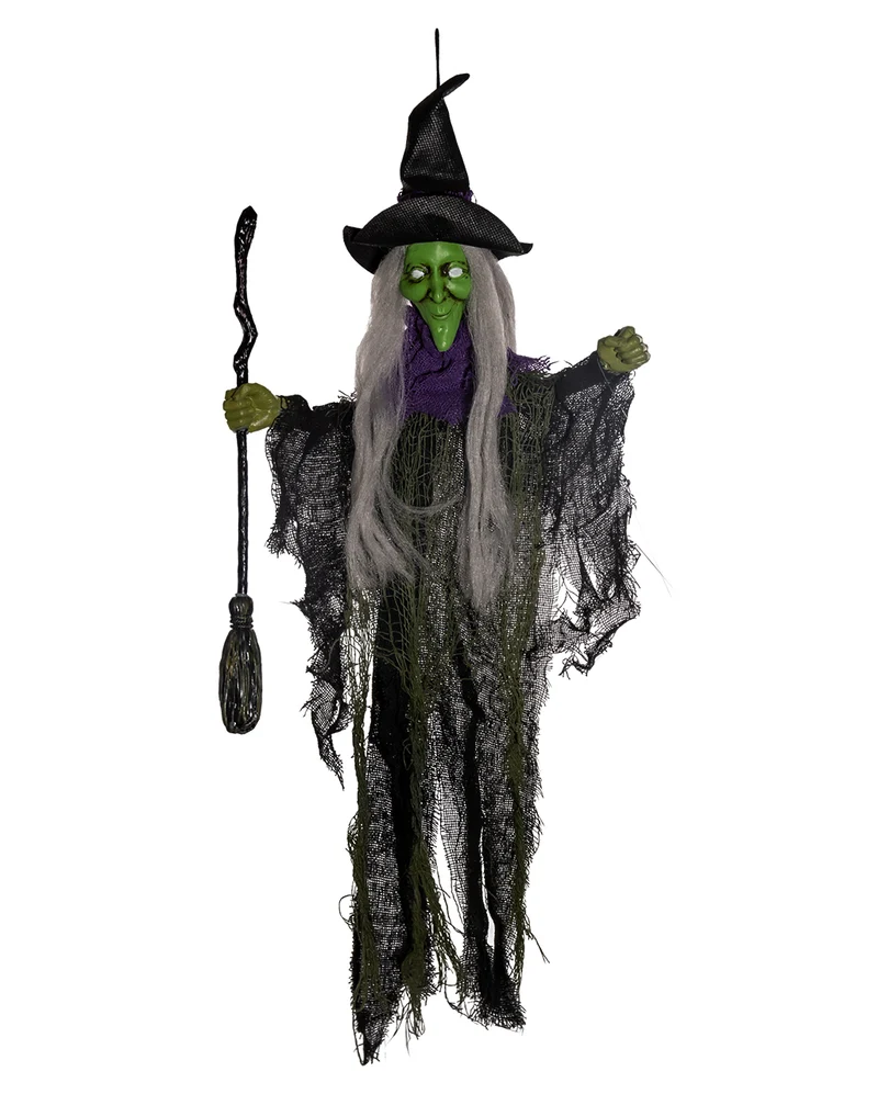 Klassische Walpurgisnacht Hexe mit Besen Hängefigur 60cm