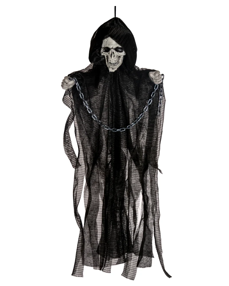 Schwarzer Fetzenreaper in Ketten Hängefigur 50cm