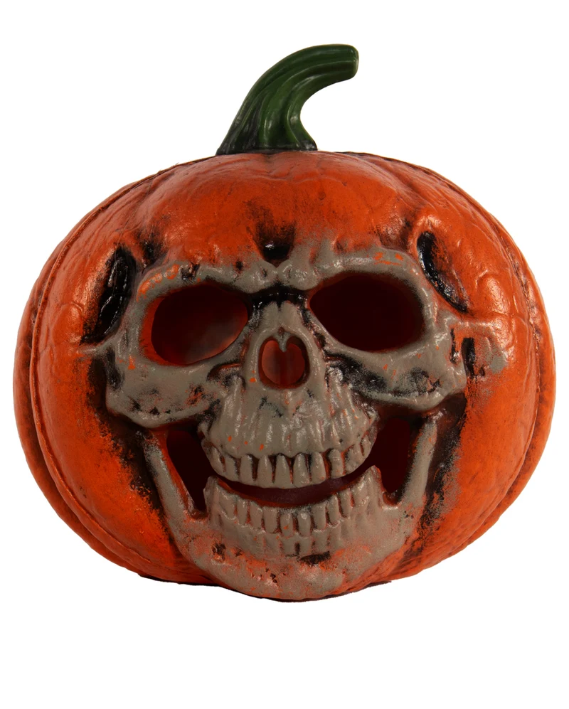 Halloween Kürbis mit leuchtender Totenschädel Fratze 21cm