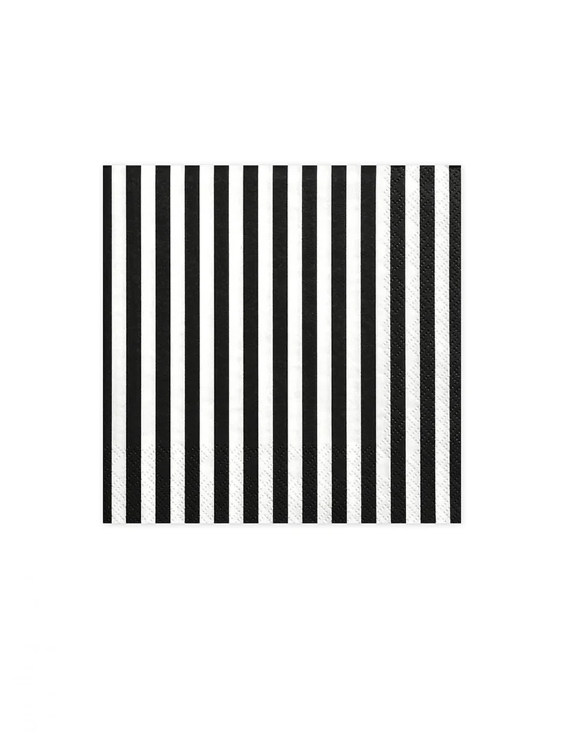 20 schwarz-weiß gestreifte Papierservietten 33 x 33 cm für Party