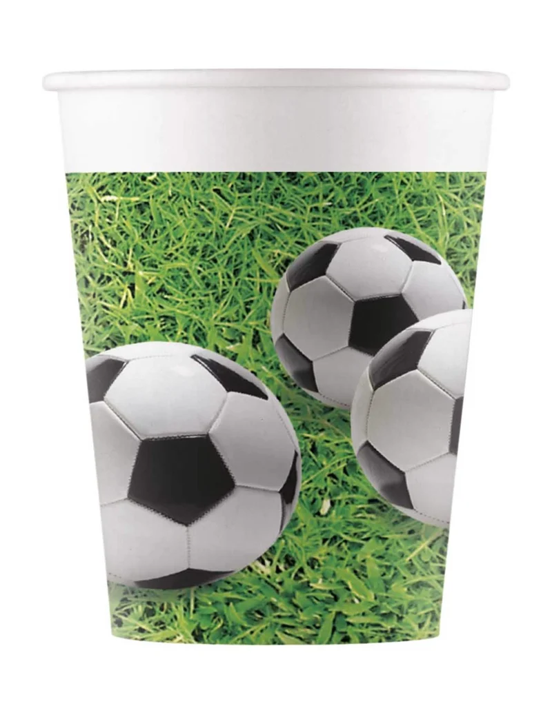 8 Pappbecher Fußballparty 200 ml mit Bällen