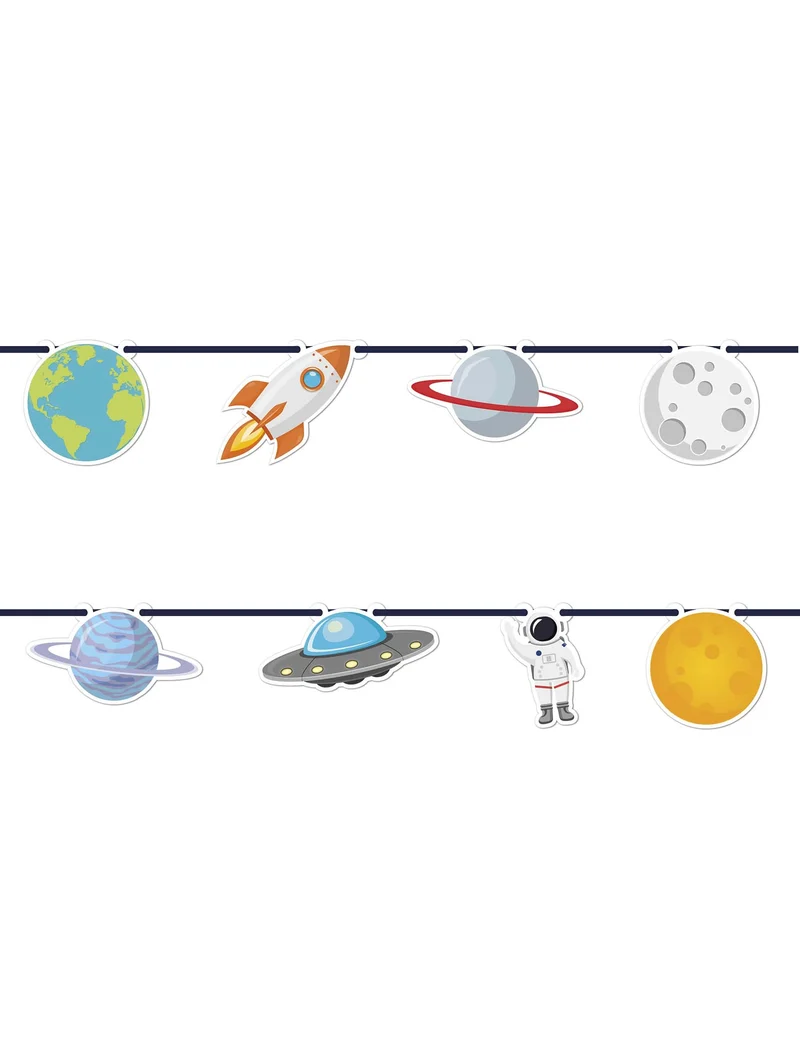 Girlande aus Pappe Kosmos 2 m Weltraum-Thema