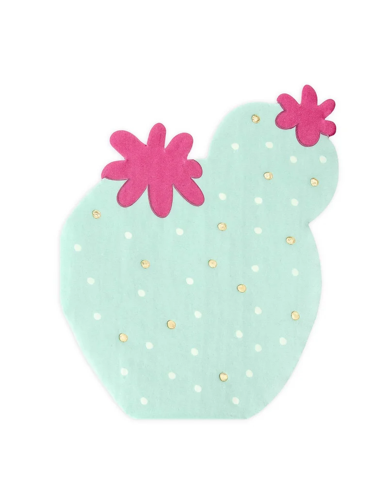 20 Papierservietten Kaktusform Mint und Fuchsia